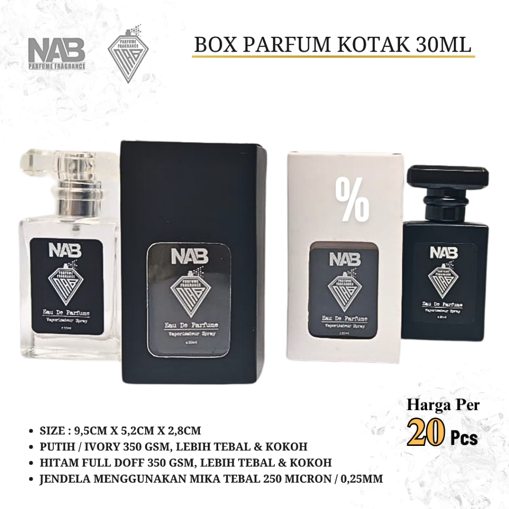 Jual 20 PCS - BOX PARFUM KOTAK 30ML (9,5cm x 5,2cm x 2,8cm) CANEL, ADG ...