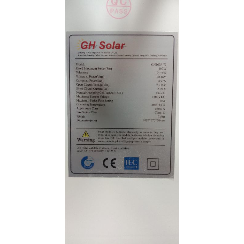 Jual Paket 4pcs Solar Panel GH 100Wp Poly Solar Cell Panel Surya ...