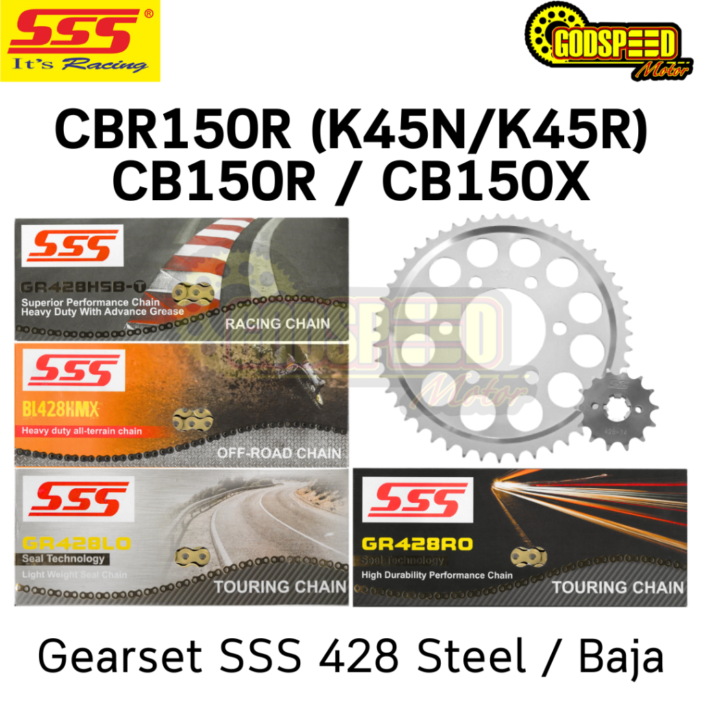 Jual GIRSET GEARSET SSS 428 STEEL SILVER BLACK GOLD CBR150R K45N K45R