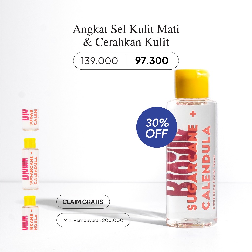 Jual Bloomka Sugarcane (AHA) + Calendula Exfoliating Toner (Kusam