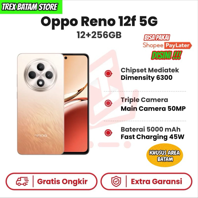 Jual OPPO RENO 12F 5G NFC 12/256 GB NEW 2024 GARANSI RESMI [ BATAM ...