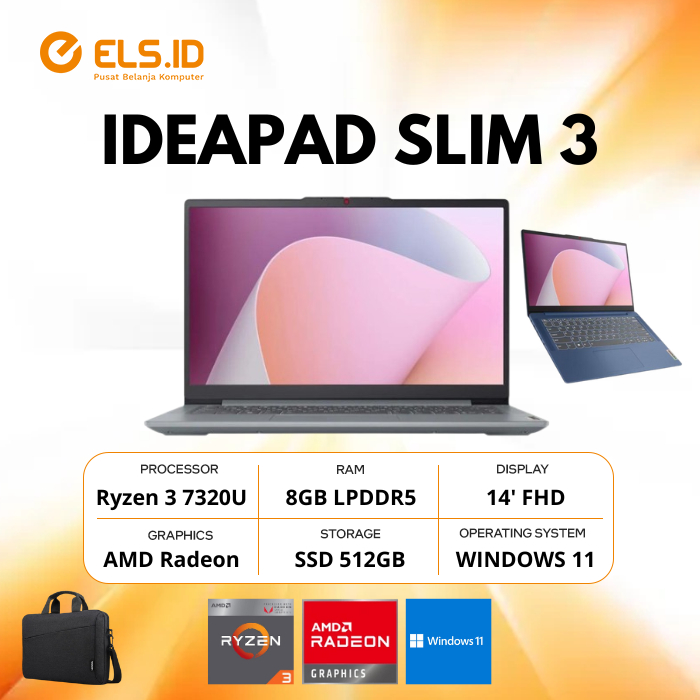 Jual Lenovo IdeaPad Slim 3 14AMN8 AMD Ryzen 3 7320U 8GB SSD 512GB 14 ...