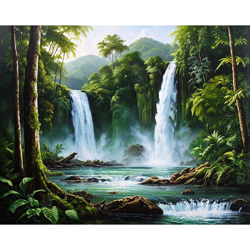 Jual Lukisan Dua Air Terjun dengan Sentuhan Modern dan Elegan | Shopee ...