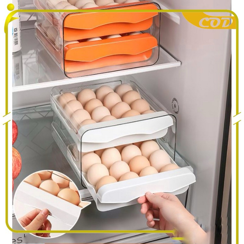 Jual Tempat Telur 2 Tingkat Egg Storage Box Organizer / Rak Telur 2 ...