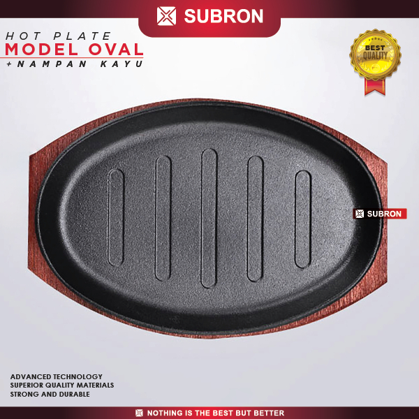 Jual SUBRON Hot Plate Model Oval Nampan Kayu Piring Steak Hitam Free ...