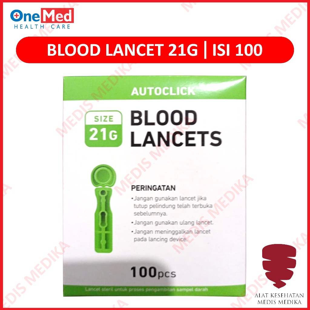 Jual Blood Lancet Autoclick 21G Onemed Jarum Alat Ambil Darah Bekam 21 ...
