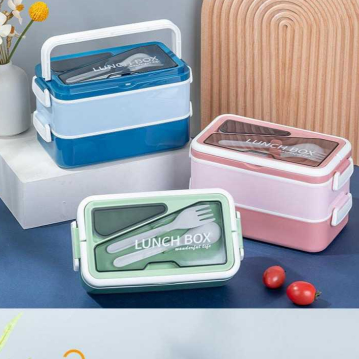 Jual LUNCH BOX TEMPAT MAKAN 2 TINGKAT DAN 1 TINGKAT KAPASITAS 1600 ML ...