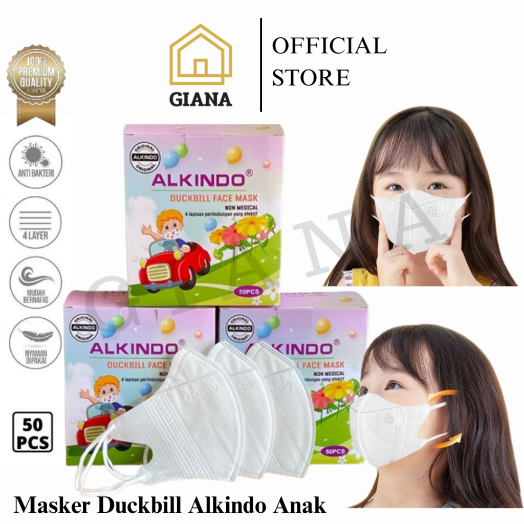 Jual GIA Masker Duckbill Alkindo Anak Hitam Putih Masker Duckbil Anak 1 ...