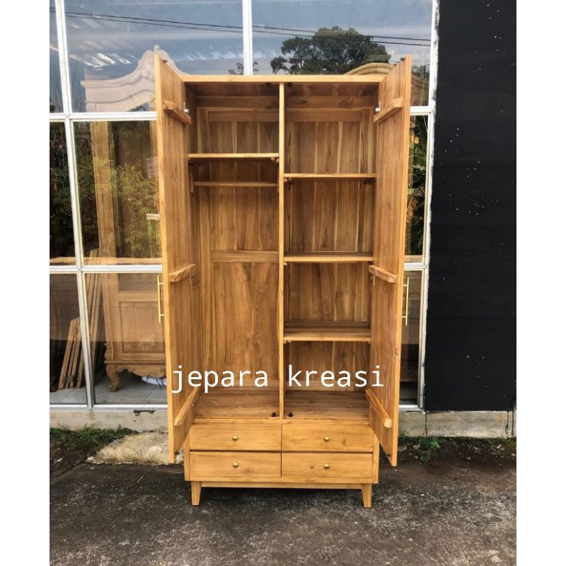 Jual Lemari Pakaian 2 Pintu Minimalis Kayu Jati Lemari Pakaian 2 Pintu