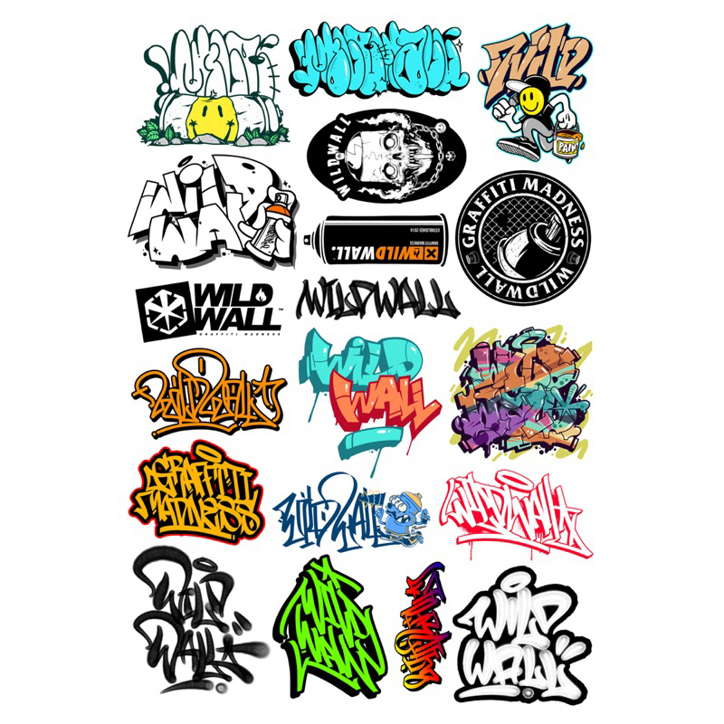 Jual sticker helm 35pcs graffiti tagging throwup character wildwall ...