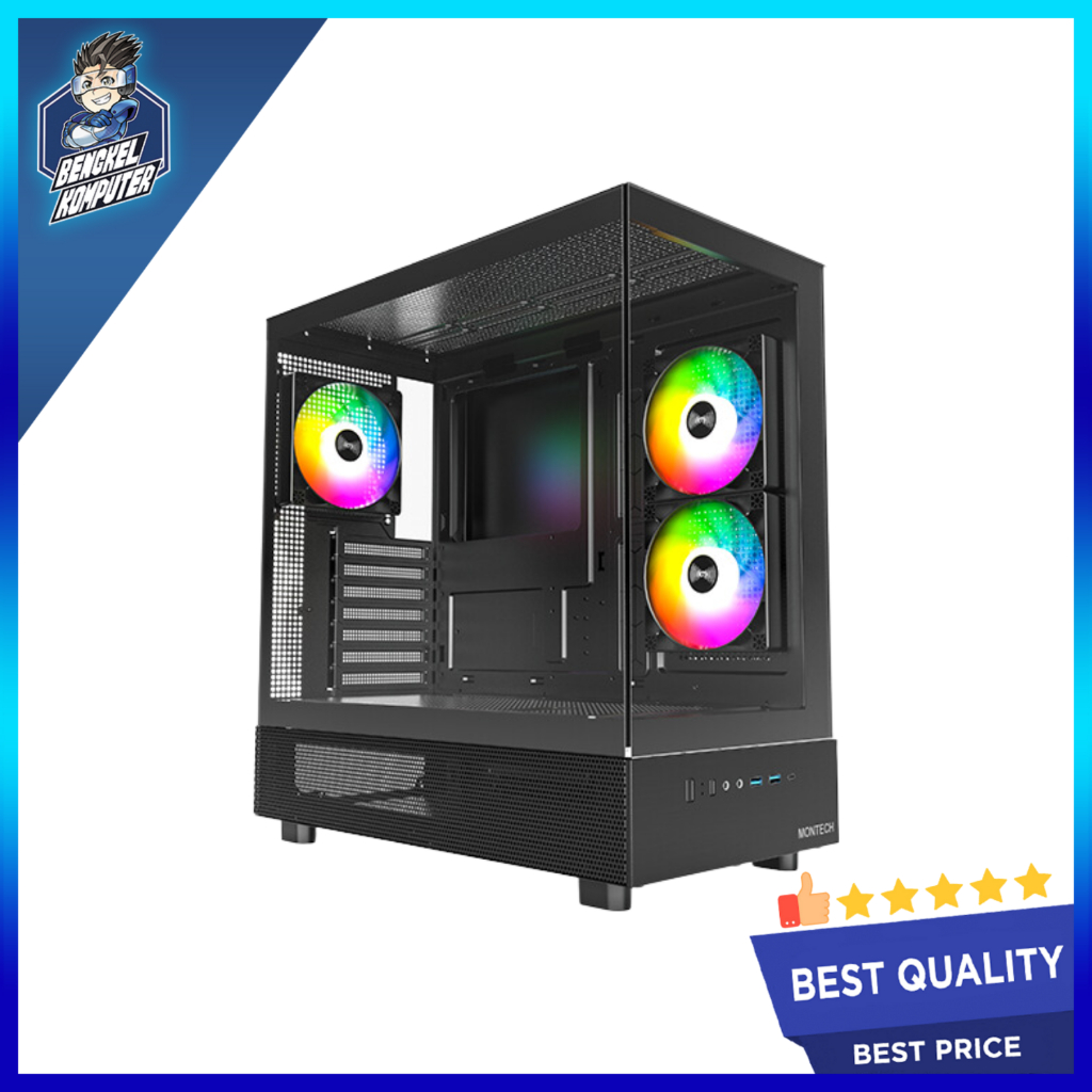 Jual CASING PC MONTECH XR WHITE/BLACK INCLUDE 3 FAN | Shopee Indonesia