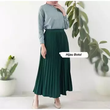 Rok Plisket Panjang Premium Katun Pinggang Karet