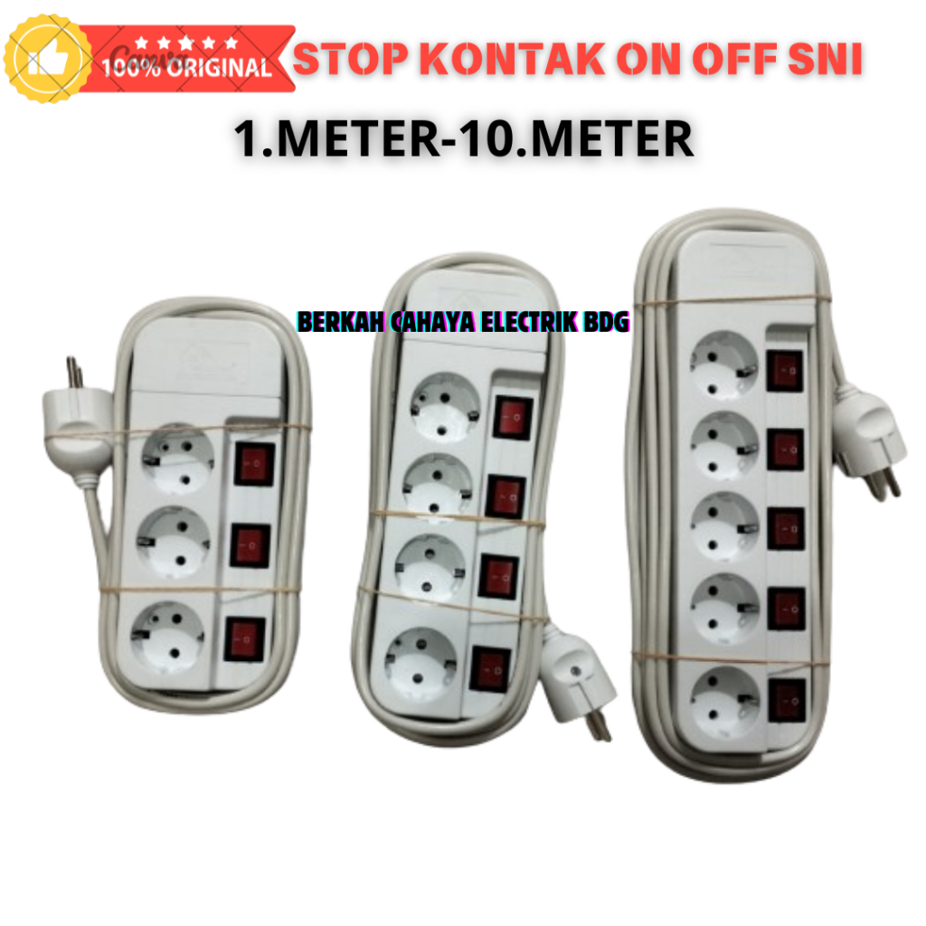 Jual stop kontak 3 4 5 lubang on off tiap lubang kabel 1 2 3 4 5 6 7 8 ...