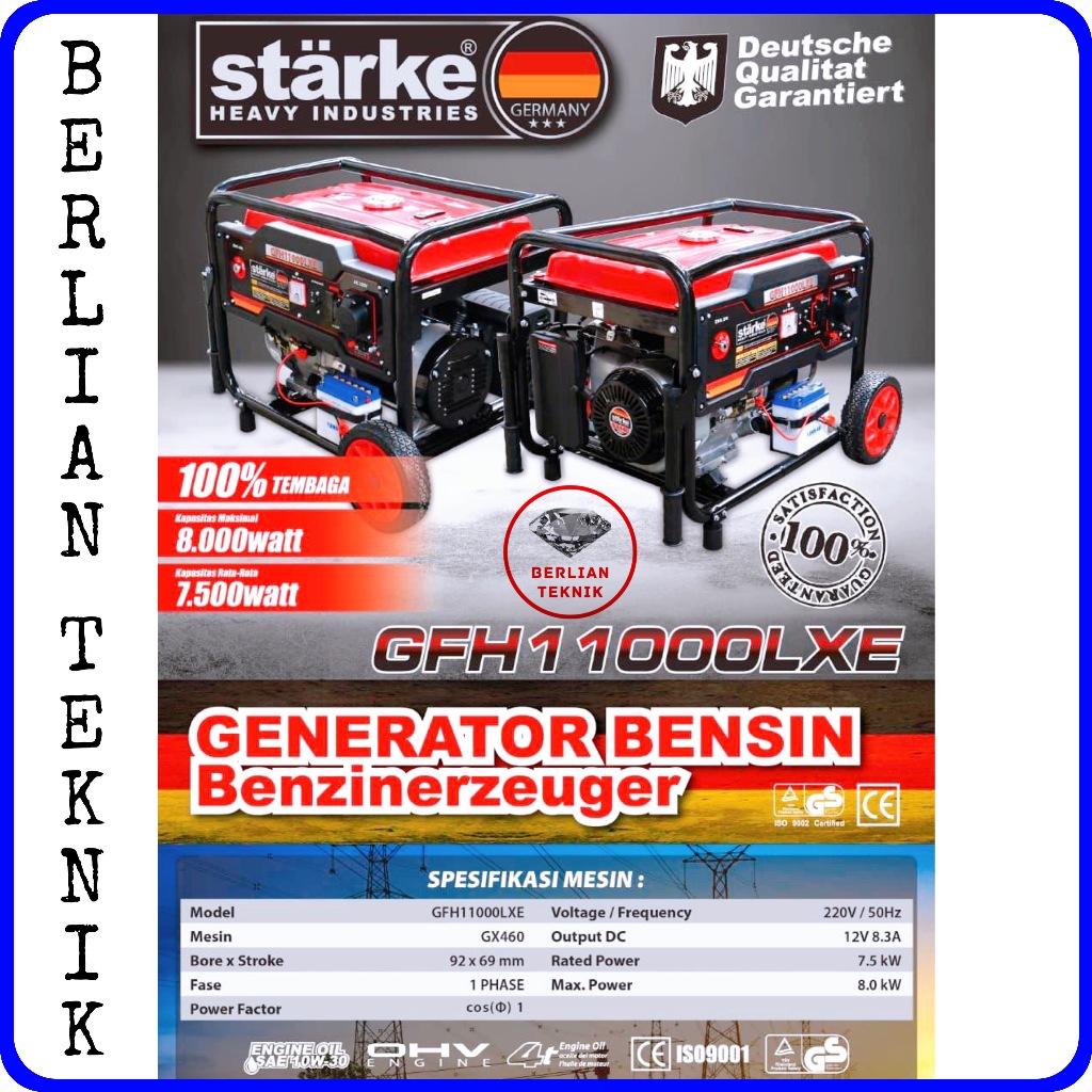 Jual Gasoline Generator Mesin Genset Bensin Starke GFH 11000 LXE / 8000 ...