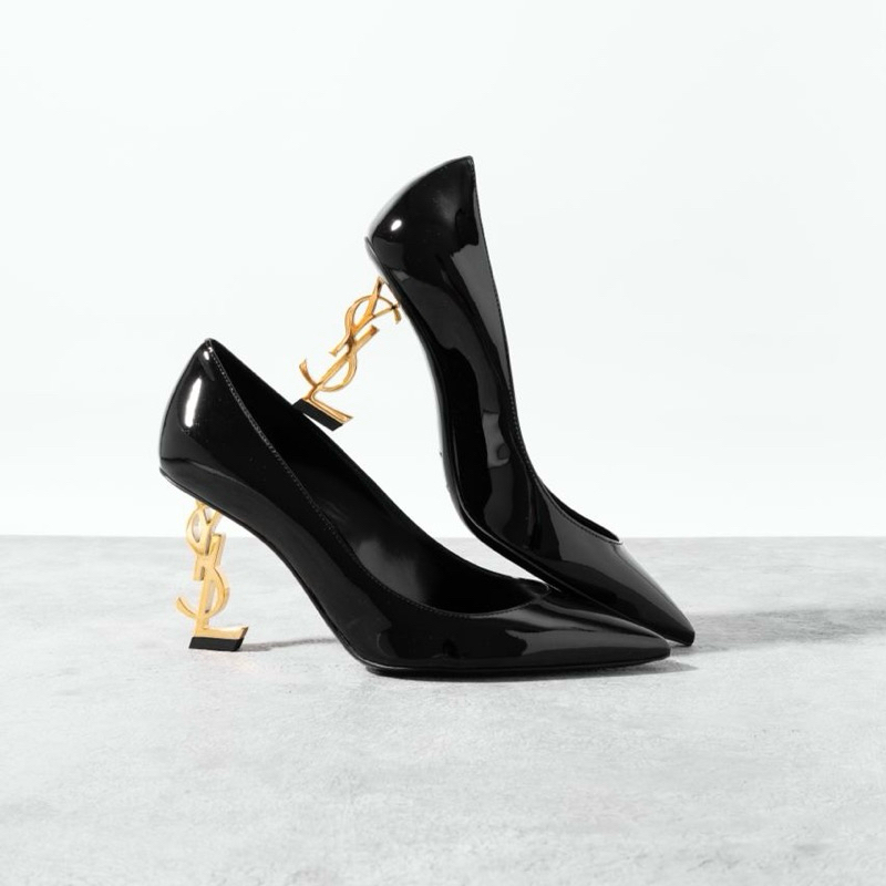 Original Saint Laurent YSL Opyum 85mm Heels Pumps in Patent and Nubuck  Leather