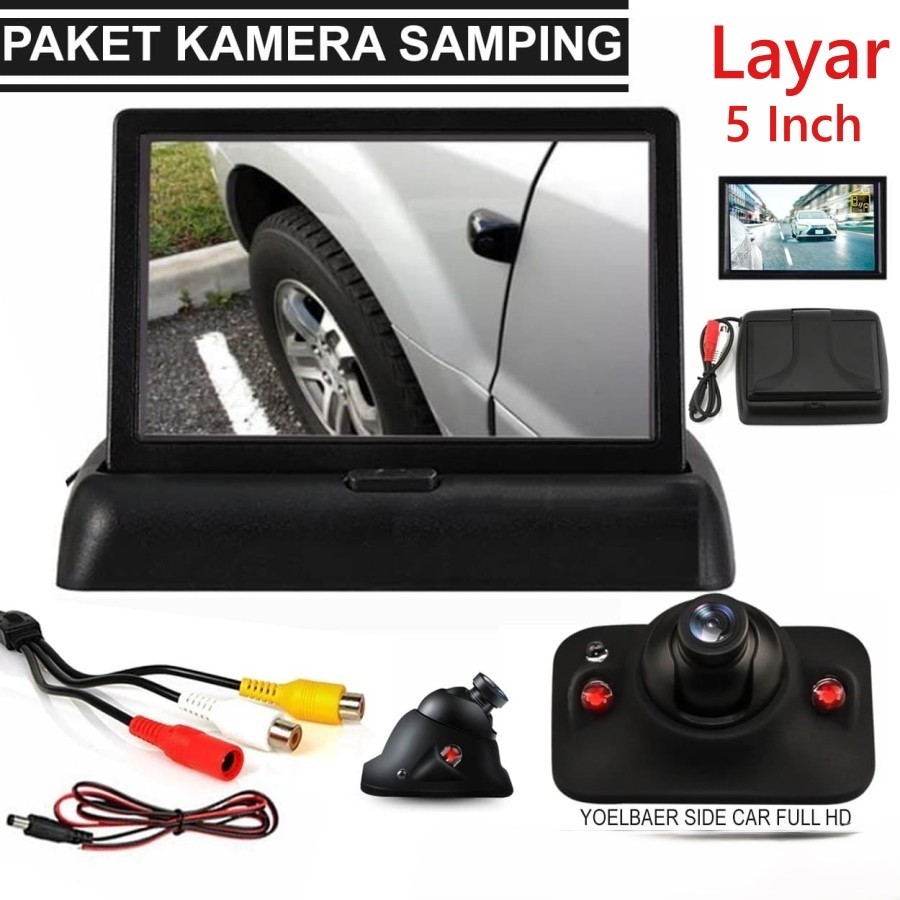 Jual Paket kamera samping mobil dengan layar lipat 5 inch side view ...