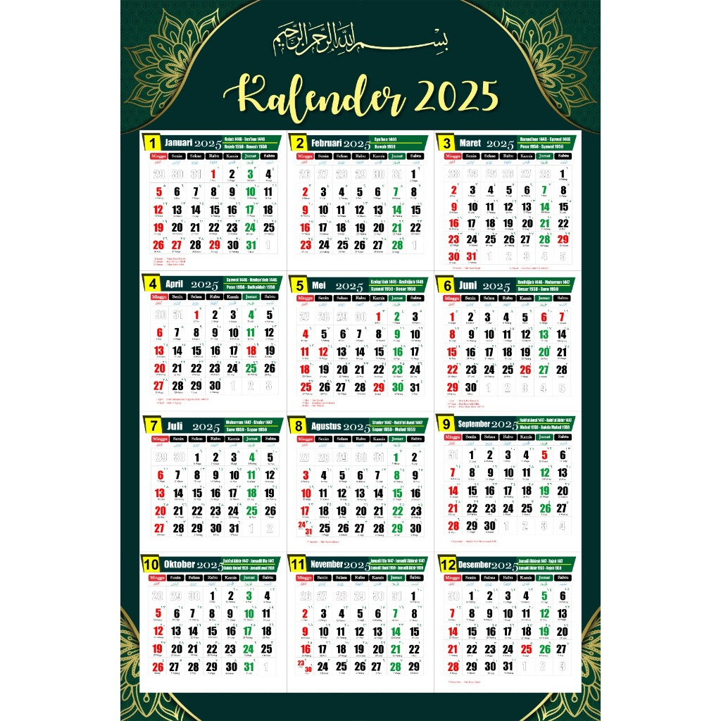 CETAK KALENDER DINDING CUSTOM 2025 BEBAS PILIH TEMA, 12R / A3+, SIAP PAJANG