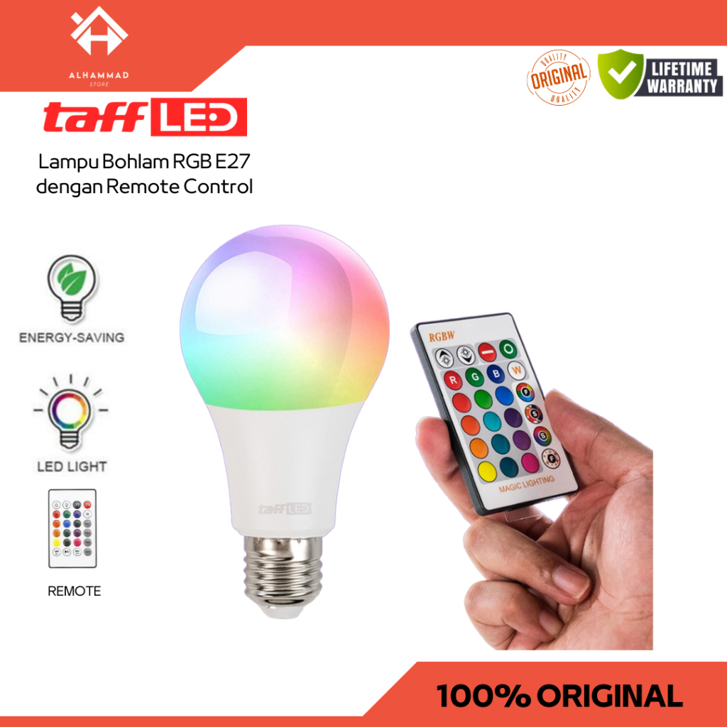 Jual Lampu Bohlam RGB 10W E27 dengan Remote Control | Shopee Indonesia