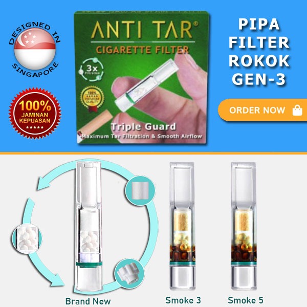 Jual Pipa Filter Rok*k ANTI TAR TripleGuard Isi 5 Filter Dan 1 ...