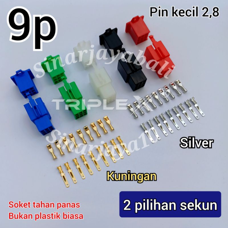 Jual soket 9p kecil socket 9pin motor mobil konektor 9 pin p sambungan ...