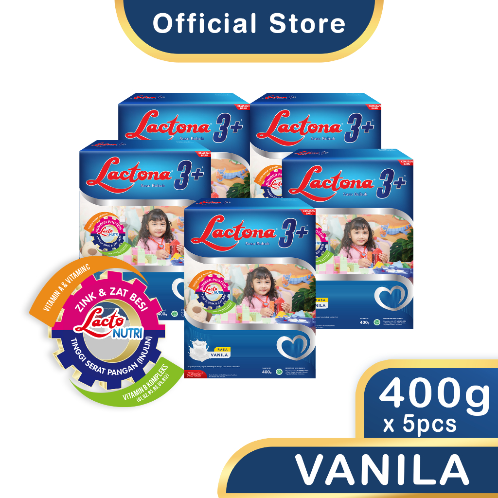 Jual PACKET LACTONA 3+ Susu Pertumbuhan Usia 3 - 12 Tahun 400 Gr X 5 ...