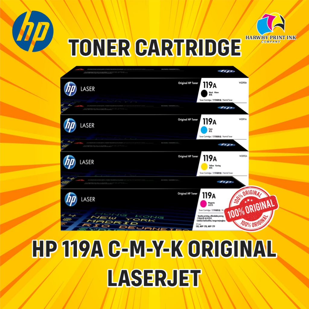 Jual TONER HP 119A BLACK CYAN MAGENTA YELLOW ORIGINAL | Shopee Indonesia