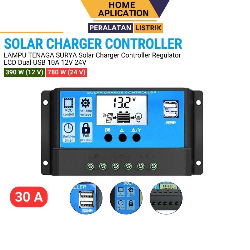Jual Solar Charge Controller 10A 20A 30A dengan LCD LED Display PWM ...
