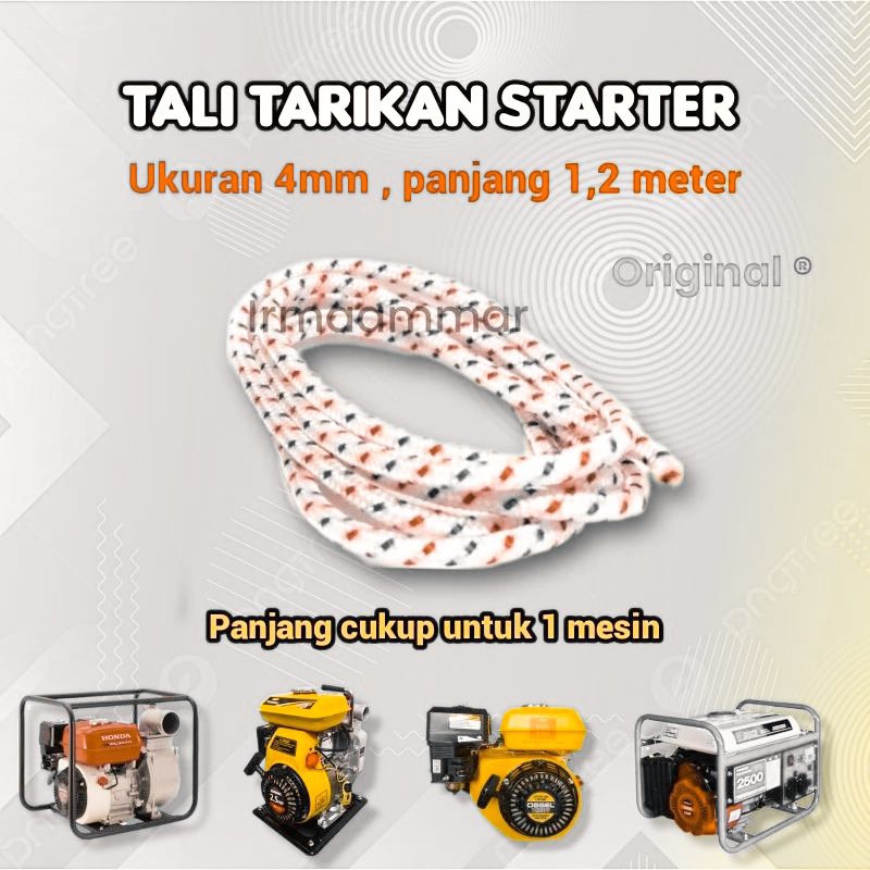 Jual Tali starter 3 mm 4 mm 6 mm panjang 1,2 meter engine GX160 GX200 ...