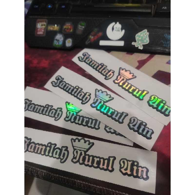 Jual cutting sticker STIKER hologram, HITAM, PUTIH, custom nama panjang ...