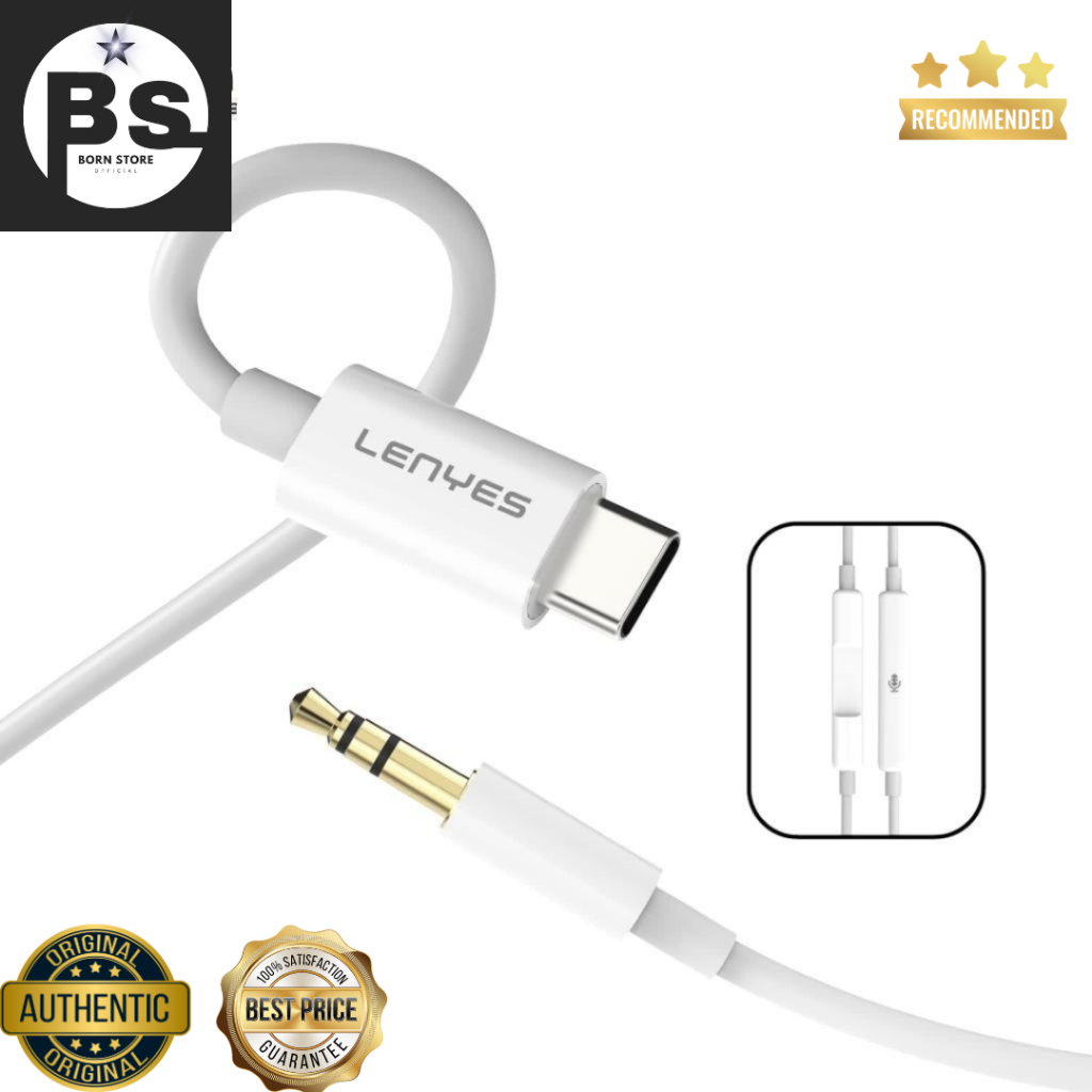 Jual LENYES AX106 Kabel Aux Type C To 3.5mm Jack Audio Cable Converter