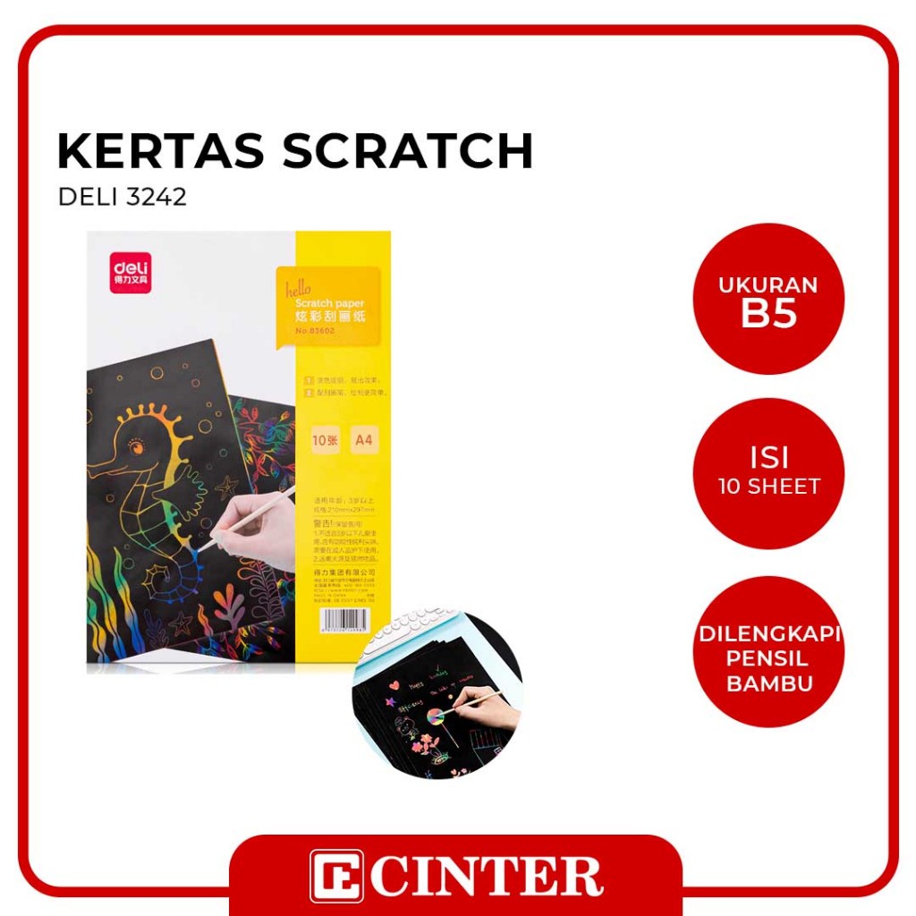 Jual DELI - KERTAS GAMBAR CORET / SCRATCH PAPER RAINBOW PAINTING BLACK ...