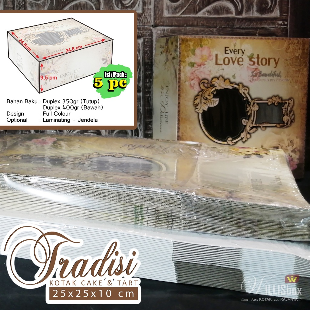 Jual Box Kue 25x25x10 TRADISI Lminasi Motif / Dus Kue Tart, Cake Box ...
