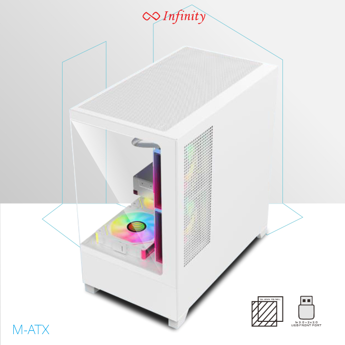 Jual Casing PC Gaming Infinity Frey M-ATX Tempered Glass White | Shopee ...