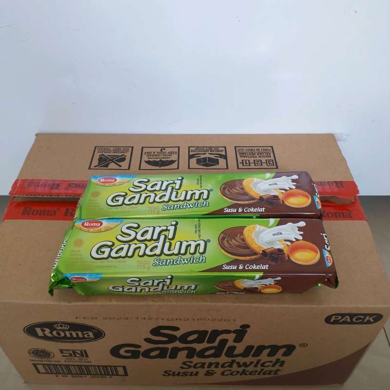 Jual 1 Dus Roma Sari Gandum Pack 108gr Coklat / Kacang isi 24pcs 1 ...