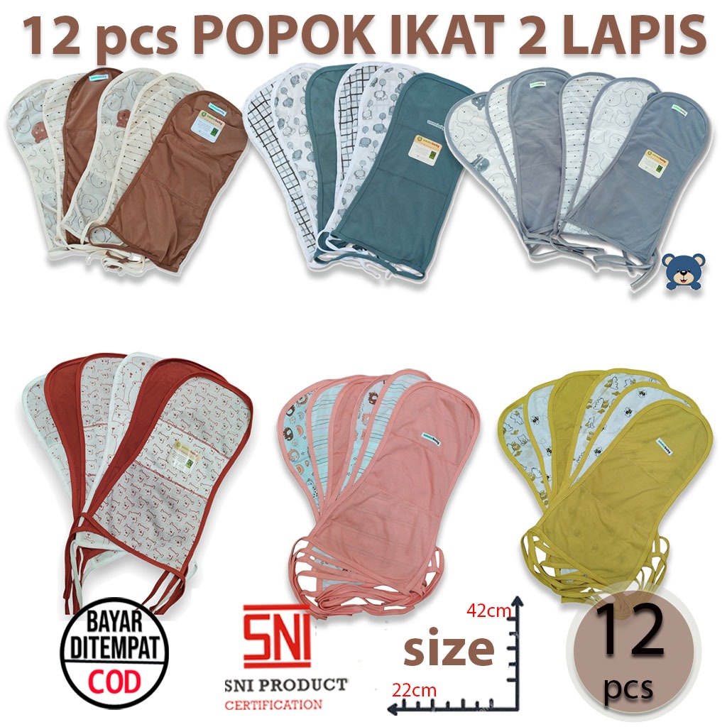 Jual 12 pcs Popok Kain Bayi 2 Lapis Katun Polos Pakai Ulang Popok Bayi