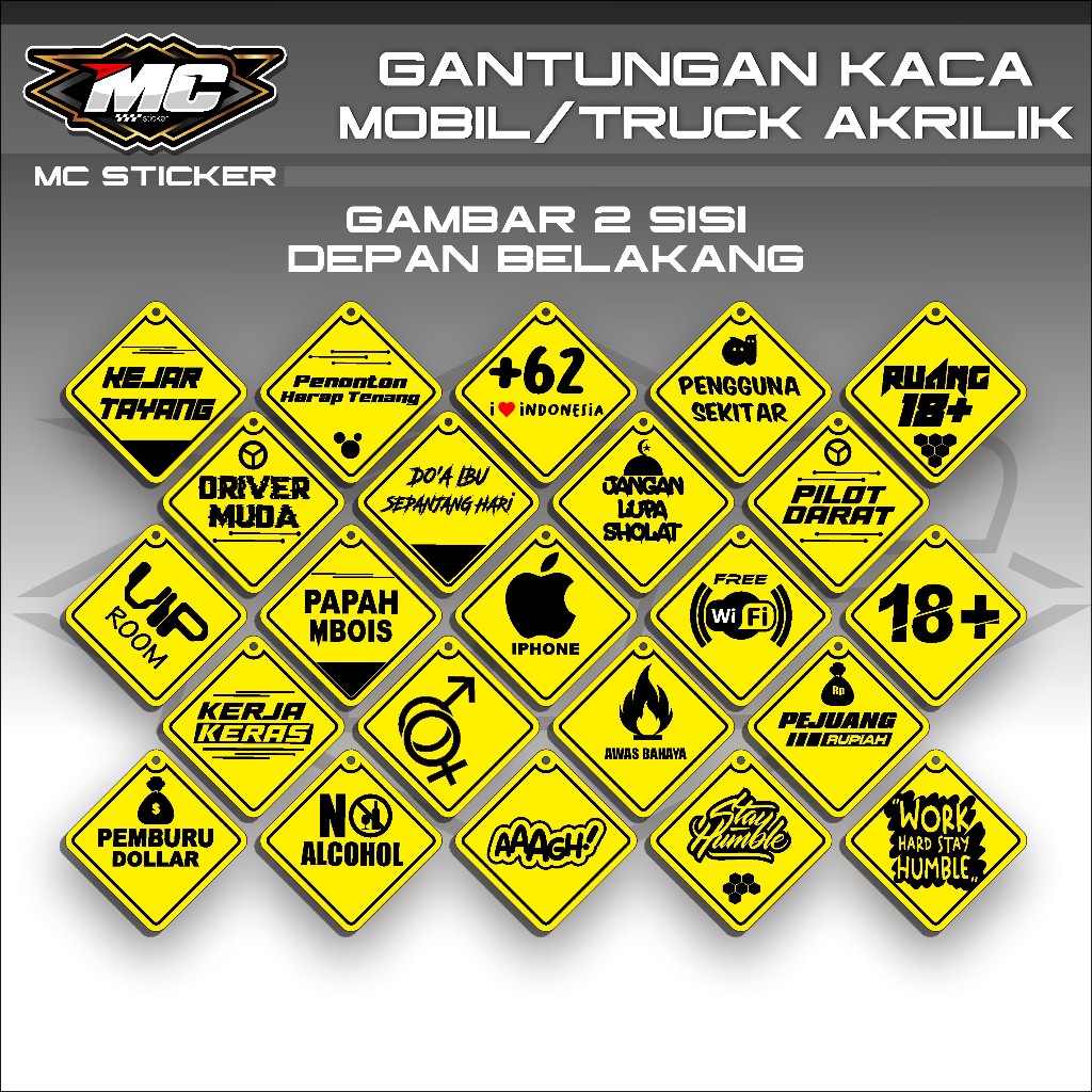 Jual Variasi Gantungan Kaca Mobil 2 Sisi Gant…
