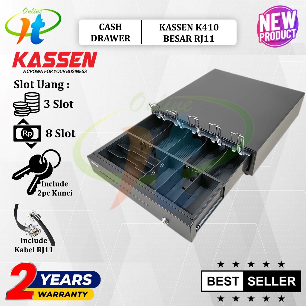Laci Uang Kasir Kassen K410 K-410 Cash Drawer MK410 MK-410 Support RJ11 Printer Thermal Bluetooth