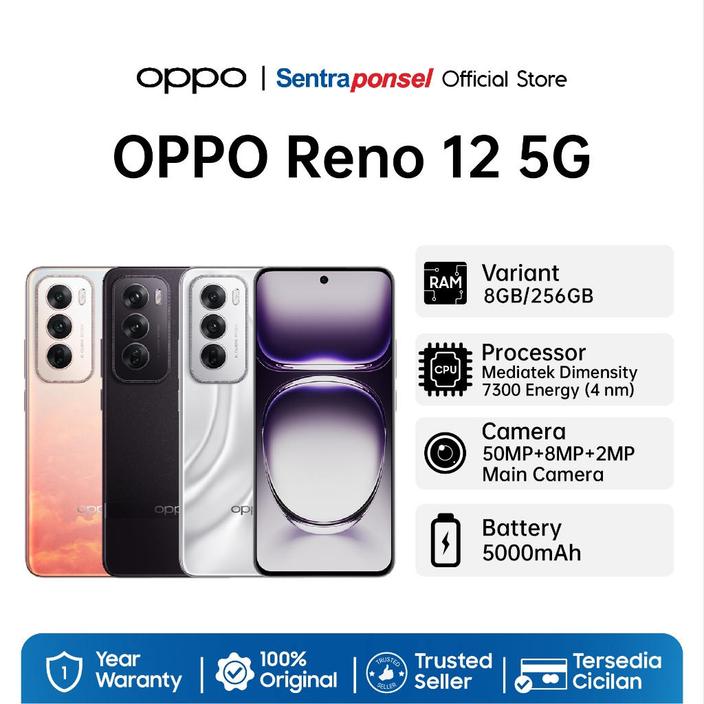 Jual [NO REPACK] Oppo Reno 12 5G NFC 12GB/256GB - Garansi Resmi ...