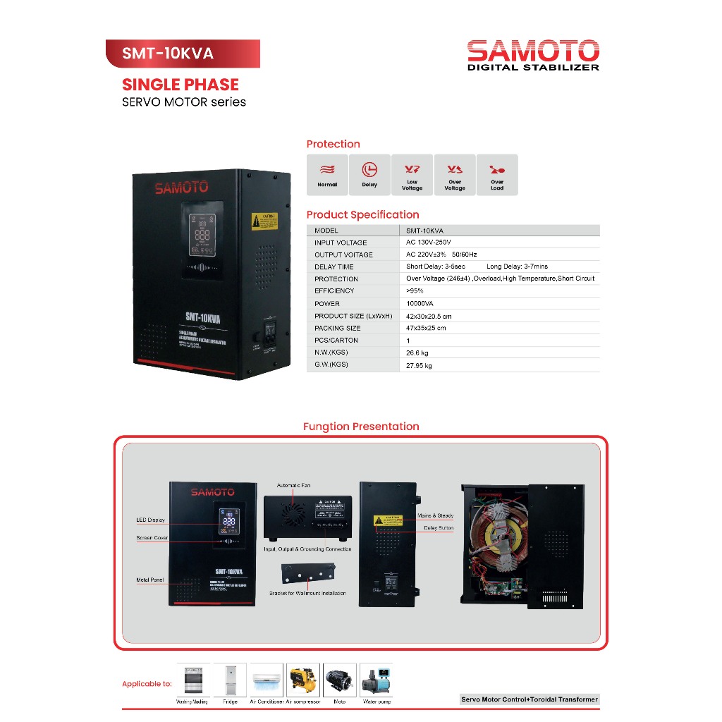 Jual Stabilizer Samoto 10KVA Stabiliser 10000VA Stavol Listrik SMT Avr ...