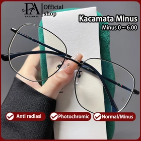 FOMAMATA Kacamata Minus Photocromic Wanita Anti Radiasi Blueray 2 In 1 Metal Fashion