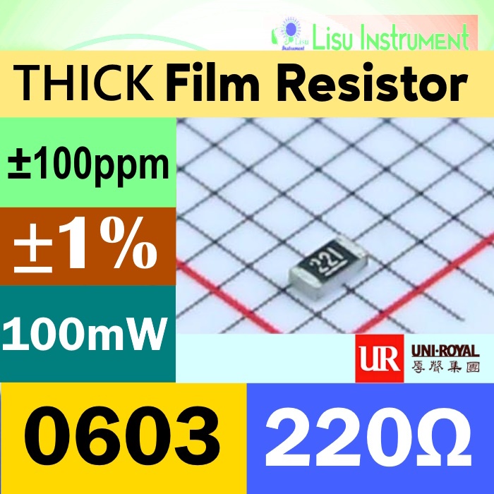 Jual 220Ω 0603 ±1% 100mW 75V ±100ppm/℃ Thick Film Resistors 220R 220R ...