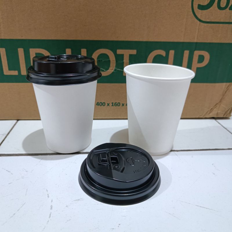 Jual Paper Cup Putih Polos 1 Set (Gelas+Tutup+Sedotan) lengkap | Shopee ...