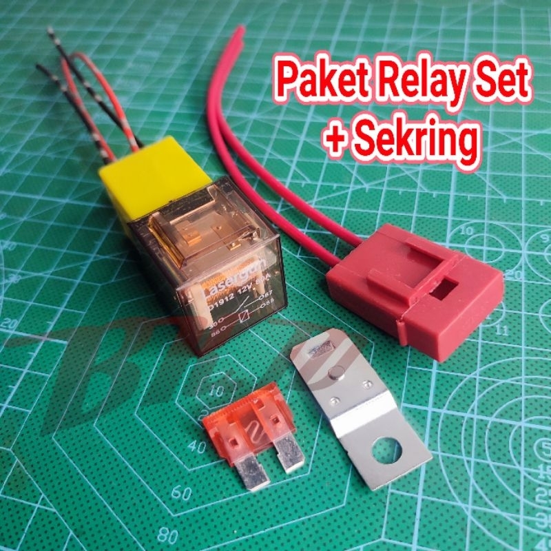 Jual Paket Murah Relay Set + Sekring 80 Amper 12 volt Kaki 4 Kaki 5 ...