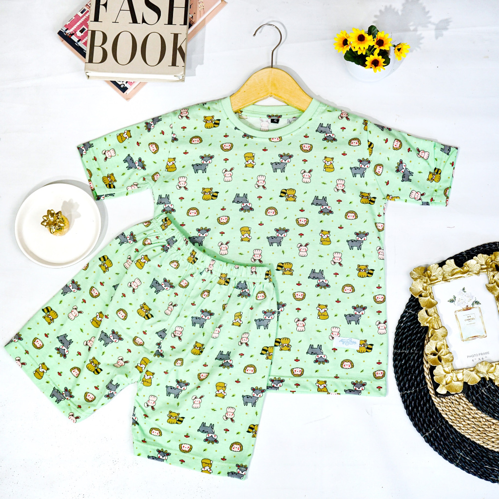 Jual Baju dan Celana Anak Motif Rusa Rabbit Warna Hijau Muda Usia 1 ...