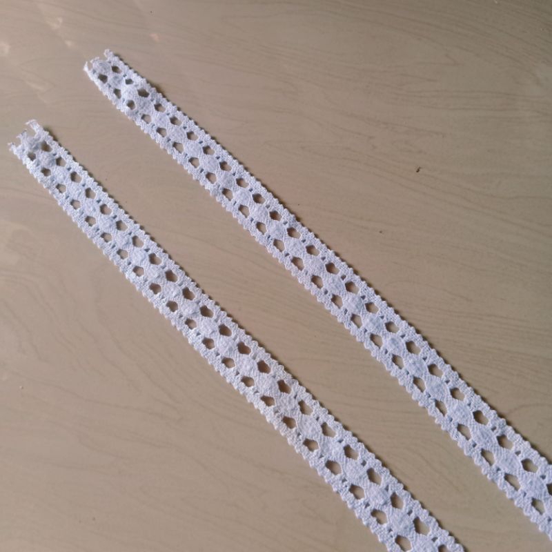 Jual renda rajut putih ukuran 2,5cm harga per meter | Shopee Indonesia