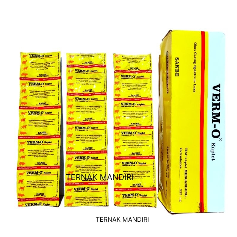 Jual VERM O 1 STRIP ISI 10 KAPLET OBAT CACING KAMBING DOMBA Obat Cacing ...