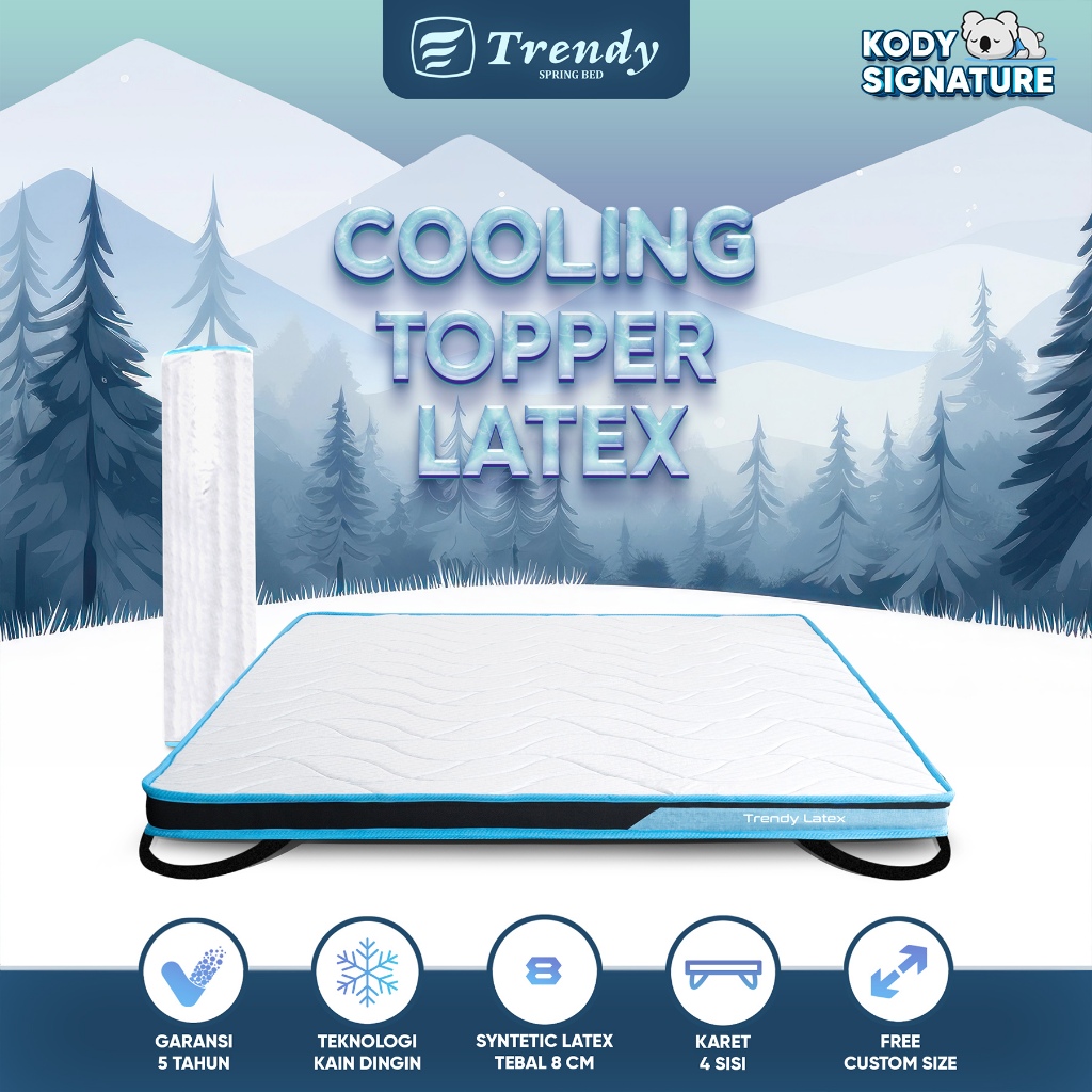 Jual Trendy Kody Cooling Latex Mattress Topper 8cm Lapisan Alas Kasur