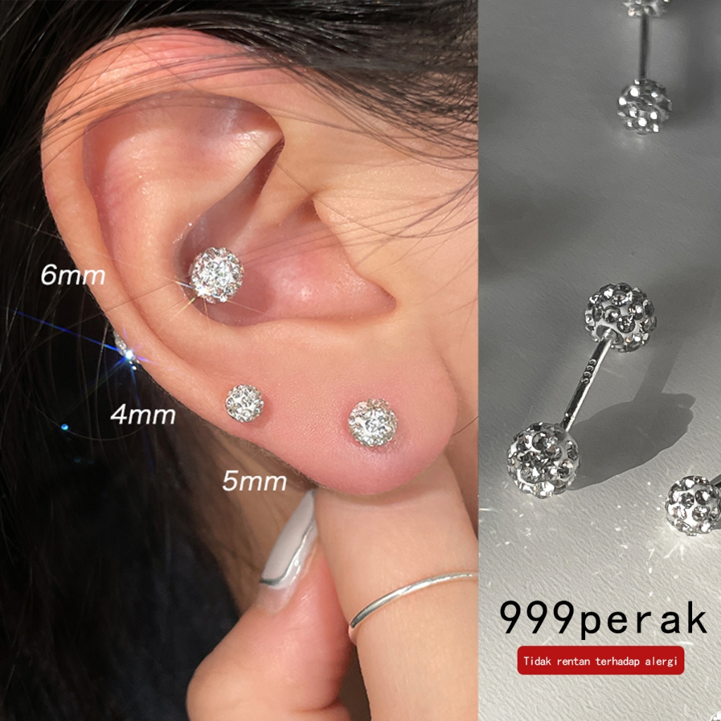 Jual Ear Partner Anting Kancing Zirkon Mengkilap Perak Murni 999 Desain ...