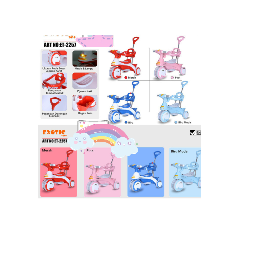 Jual Sepeda Exotic tricycle ET-2257 sepeda roda 3 roda karet | Shopee ...