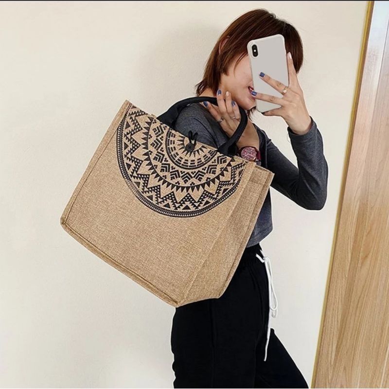 Jual Tas Jinjing ToTebag Tote Bag Handbag wanita Import Kanvas Goni ...